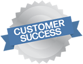 Customer success badge featuring a white background with hints of commercial and industrial flooring elements.