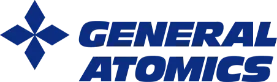 The General Atomics logo on a black background for commercial flooring systems.