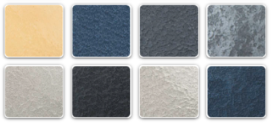 A selection of different colors of commercial flooring systems.