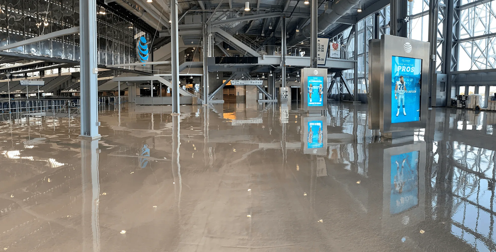 A large Sports & Entertainment Venue Flooring in a large building.