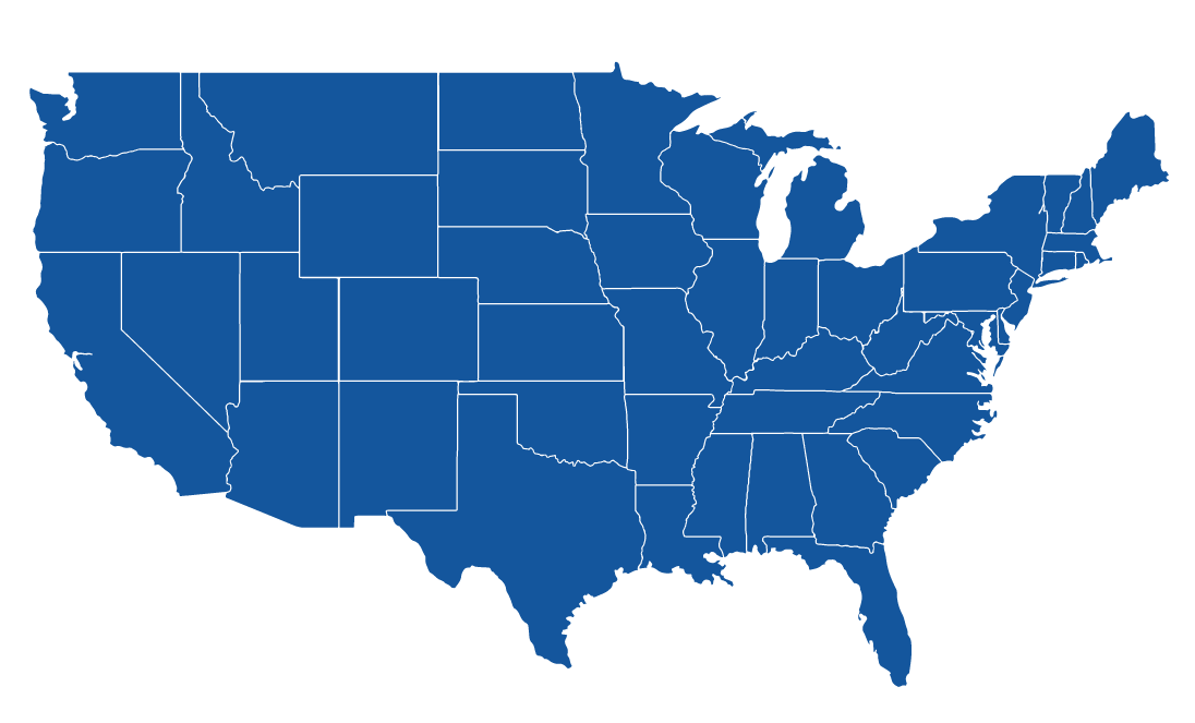 A blue map of the United States ideal for commercial flooring.
