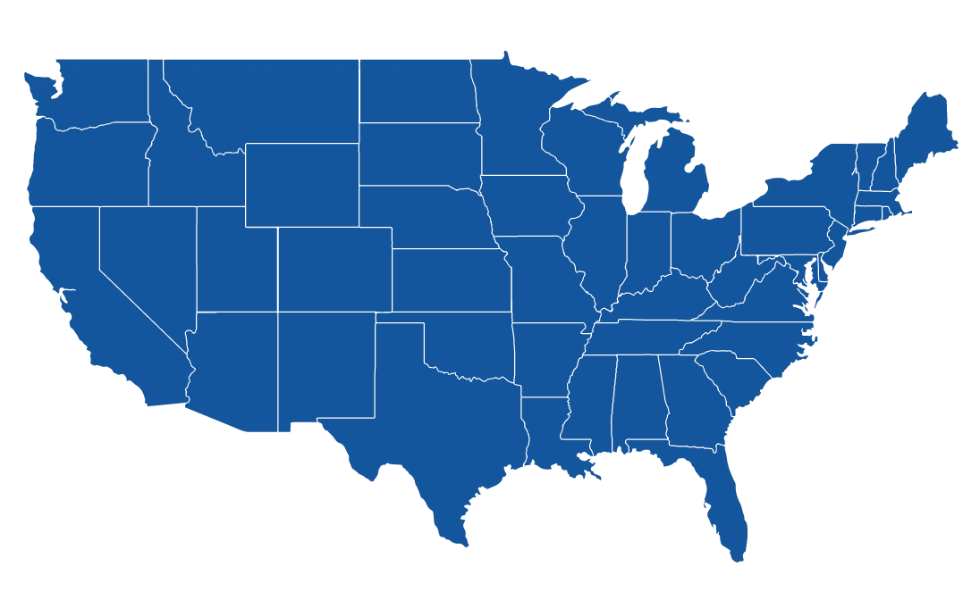 A blue map of the United States ideal for commercial flooring.