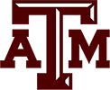 Texas A&M University logo featuring a large white "T" with smaller "A" and "M" on a maroon background.