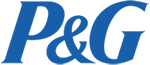 Blue Procter & Gamble (P&G) logo in a stylized, cursive font on a transparent background.