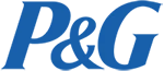 Blue Procter & Gamble (P&G) logo in a stylized, cursive font on a transparent background.