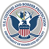 U.S. Customs and Border Protection seal featuring a bald eagle, shield, globe, and the text "U.S. Customs and Border Protection, Department of Homeland Security.