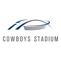 Logo for AT&T Stadium, home of the Dallas Cowboys, featuring a stylized roof and text that reads "COWBOYS STADIUM.