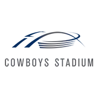 Logo for AT&T Stadium, home of the Dallas Cowboys, featuring a stylized roof and text that reads "COWBOYS STADIUM.