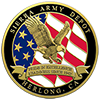 Seal of Sierra Army Depot, Herlong, CA, featuring an eagle over a waving American flag and the text "Pride in Excellence, Readiness, Craft, Pride.