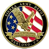 Seal of Sierra Army Depot, Herlong, CA, featuring an eagle over a waving American flag and the text "Pride in Excellence, Readiness, Craft, Pride.